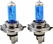 2 Pcs 12V 60/55W H4 Halogen Lamps 5000K Automotive Halogen Bulbs Deep Blue Glass Ultra White
