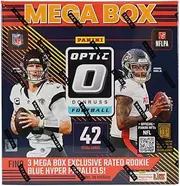 2024 Panini Donruss Optic Football Trading Card Mega Box (3 Blue Hyper Paralles Per Mega Box) One Autograph or Memorabilia Card Per Box!