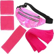 [BESPORTBLE] 1Set Style Women Sports Accessories Set Includes Retro Leg Warmers Wristbands Fanny Pack Headband for Everyday Wear Eye Catching and Stylish