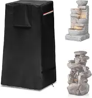 Garden Fountain Cover,Outdoor Heavy Duty Waterproof Dustproof Winter Fountain Cover for Cascading Bowls and Stacked Stones Water Fountain with Zipper and Drawstring.(Black,18.5"L x 18.5"W x 33"H)