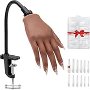 Nail Silicone Practice Hand For Acrylic Nails Training Fake Hand Nail Art Practice Tools Hand Tattooed Nail Jewelry Showcase Supplies Manicure Beginners suits