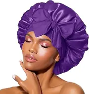 Satin Silk Bonnet for Sleeping, Breathable Single Layer Hair Bonnet with Tie Band, Night Sleep Cap for Women, Curly Hair Wrap Scarf for Natural Hair Care