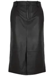 Vince Leather Midi Skirt - Black - 6 (UK10 / S) 6 (UK10 / S)