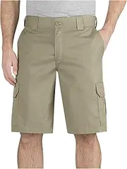 [Dickies] Men's 11 Inch Regular Fit Stretch Twill Cargo Short, Desert Sand, 36