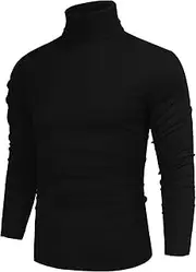 [poriff] Men's Casual Slim Fit Basic Tops Knitted Thermal Turtleneck Pullover Sweater