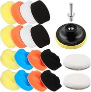 Glarks 22Pcs 3 Inch Car Foam Drill Polishing Pad Kit, Including Sponge Polishing Pads and Wool Buffing Pads and Buffing Wheel with Drill Suction Cups Attachment for Car Polishing and Waxing