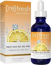 Fruit Acid Chemical-Peel for Face with Kojic Acid 15% - Lactic Acid, Glycolic Acid Natural Facial Gel Peel - 1oz / 30ml - Refresh Skin Therapy