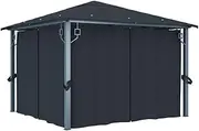 Gazebo with Curtain 300x300 cm Anthracite Aluminium,Home & Garden,Lawn & Garden,Outdoor Living,Outdoor Structures,Canopies & Gazebos