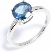 [HIMALYA QUARTZ] Women's Engagement Ring 925 Sterling Silver Natural Stone Ring With Round Shape Cut Stone London Blue Topaz Gemstone Ring