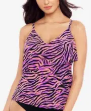 MSRP $120 Magicsuit Chloe Printed Tankini Top Black Size 8