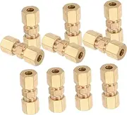 ASAKKURA 10pcs Brass Brake Line Compression Unions Repair Fittings for Od Tubing Multi Functional and Lightweight Brass Connectors for Reliable Pipe Connections