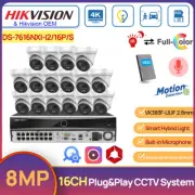 Hikvision 16CH Full Color AcuSense CCTV System OEM 4K Hybrid Light IR Camera MIC