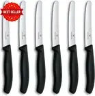 Victorinox 6-Piece Wavy Edge Steak & Tomato Knife Set Round Tip Black 6.7833.6