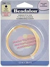 Beadalon German Style Wire for Jewelry Making, Round, Gold Color, 24 Gauge, 39.4 ft