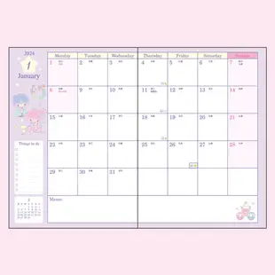 Sanrio 2024 A5 月記事手帳 年曆 行事曆 KIKILALA 雙子星 703257