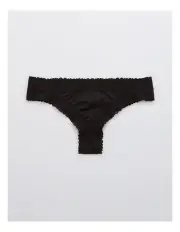 [Aerie] Sunnie Blossom Lace Thong Underwear in True Black
