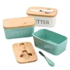 Airtight Cover Butter Dish Cans with Lid Porcelain Butter Holder Fridge