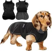 T'CHAQUE Dachshund Coat – Waterproof Winter Jacket with Fleece Lining, Reflective Cold Weather Apparel for Mini Sausage Dogs, Cozy Snowsuit for Dachshund Clothe
