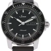 SINN 104.ST.SA Pilot Watch Men's Automatic Black Dial Leather Strap Transparent