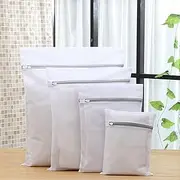 4Pcs Mesh Laundry Bags for Delicates with Non Rust Zipper, MOIHSING Mesh Wash Bag Travel Storage Organize Bag, Multi-size Thickened Clothing Washing Bags for Blouse,Bra,Socks, Stocking,Underwear,Pants