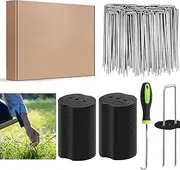 100 Weed Control Membrane Pegs Buffer Washer Set,15cm U-Shaped Landscape Staples Garden Stakes Metal Pins with 1 Pick Hookfor Weed Barrier Fabric,Matting, Netting,Hoses,Artifical Grass