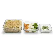 Set of 6 Stacking Large Glass Storage Nesting Container Bowls Lids 12 6.5 3 Cup