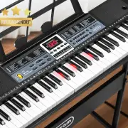 Electronic Keyboard 61 Keys Portable Digital Piano Microphone Input Stand Pink