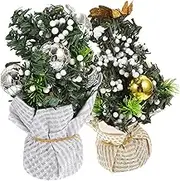 2pcs Mini Christmas Tree Tabletop Frosted Decorative Trees Christmas Tree Decorations Desk Christmas Decorations Glitter Miniature LED Pine Description Shiny PVC