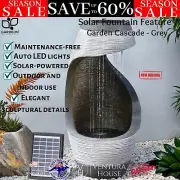 Gardeon Solar Fountain Water Feature 48CM Outdoor Garden Bird Bath Cascade Grey