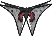 [Generic] Women's Boy Shorts Underwear Size 10 Women Low Waist Sexy Flower Embroidery Hollow Out Transparent Mesh Thong Open Crotch Underwear Comfort Choice Panties Plus Size Shorts