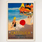 Galrie Captivating Italian Vintage Travel Poster - Cattolica Rimini, Italy Wall Art Décor, Wood Frame, 70 x 100cm (28 x 40inch)