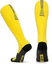 Pelisy Compression Socks Men 20-30 mmHg Knee High Soccer Socks Best Graduated Athletic for Running & Training (Yellow, Medium)
