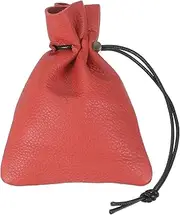 [uxcell] 1 Pcs Drawstring Bag, Leather Coin Purse, Change Purse for Women, Men's Leather Bag, for Jewelry, Keys, Coin Storage(Orange Red)