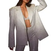New Womens Glitter Sequin Blazer Suit Open Coat Jacket Ladies Party Outwear fast Silver L