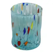 Murano Glass Shot Light Blue Multi Millefiori Venice Italy Handmade