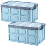 Lidded Storage Bins 2 Pack 30L Collapsible Storage Box Crates Plastic Tote St...