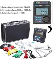 Earth Resistance Meter Soil Resistivity Tester Gauge Earth Voltage Measuring