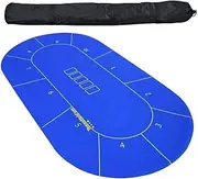 TX GIRL Roulette Layouts Blue Poker Table Tops 10 Players Rubber Square Texas Hold'em Poker Layouts Gaming Table Cloth with Shoulder Bag (Size : 1.8 * 0.9m)