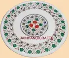 30'' Marble Coffee Table Top Inlay Semi Precious Gemstones Corner Table Top rte