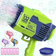 Bubble Machine Gun with Lights for Kids- 132 Holes Automatic Bubble Maker with 10000+ Bubbles Per Minute Bubbles, Bubble Machine Toys for Indoor Outdoor Birthday Wedding Party Gift (Green)