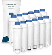 [Wessper] Pack of 12 Water Filters for Delonghi Coffee Machines DLSC002, SER3017 & 5513292811 - Compatible with ECAM, ESAM, ETAM Series | Fits Dinamica, PimaDonna | Increases Device Life