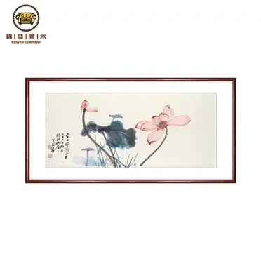 張大千水墨荷花絲綢畫卷軸畫國畫花鳥畫名家書法字畫客廳裝飾畫| 協貿