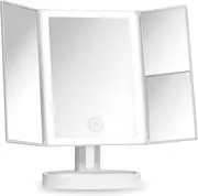 LED Vanity Makeup Mirror 5X 10X Magnification 34 Lights Touch Screen Adjustable Countertop