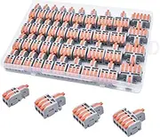 XALXMAW 40Pcs Lever Wire Connector, DIY Mini Compact Splicing Electrical Connectors Assortment Pack Kit for Quick Connect 28-12 AWG