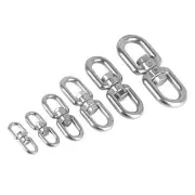 2PCS Double Swivel Eye Snap Chain Hook Circle Connector 304 Stainless Steel