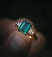 2.50 Ct Radiant Cut Natural Emerald Diamond Engagement Ring14K solid Yellow gold