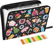 Christmas Candy Expanding File Folder 13 Pockets A4 Letter Size Folder with Closure with Zipper Closure Document File Folder Expanding for Home Office