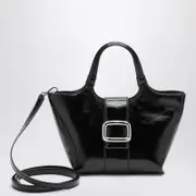 [ROGER VIVIER] Mini Viv'' Choc Black Leather Shopping Bag One size Black