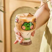 Mini Cartoon Glass Tumbler 400Mlcute Beer And Juice Cup For Cold Drinks(Brown Bear) Glassware & Drinkware
