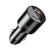 ESSAGER FSJ-009 120W 2-Port USB PD Car Charger Adapter 18W USB QC3.0 100W USB-C PD Fast Charging Digital Display for iPh